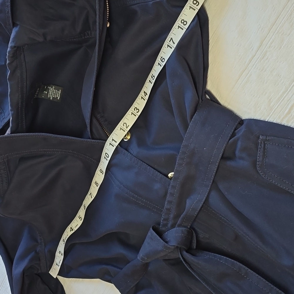 J Crew Navy Zip Belted Trench Size Small - Picture 11 of 14